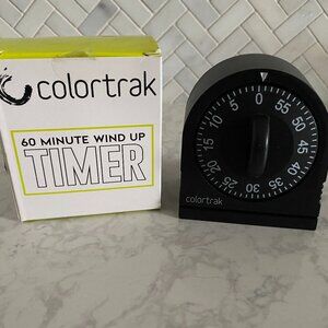 NIB Colortrak 60‑Minute Wind‑Up Mechanical Timer | Battery‑Free Countdown Black